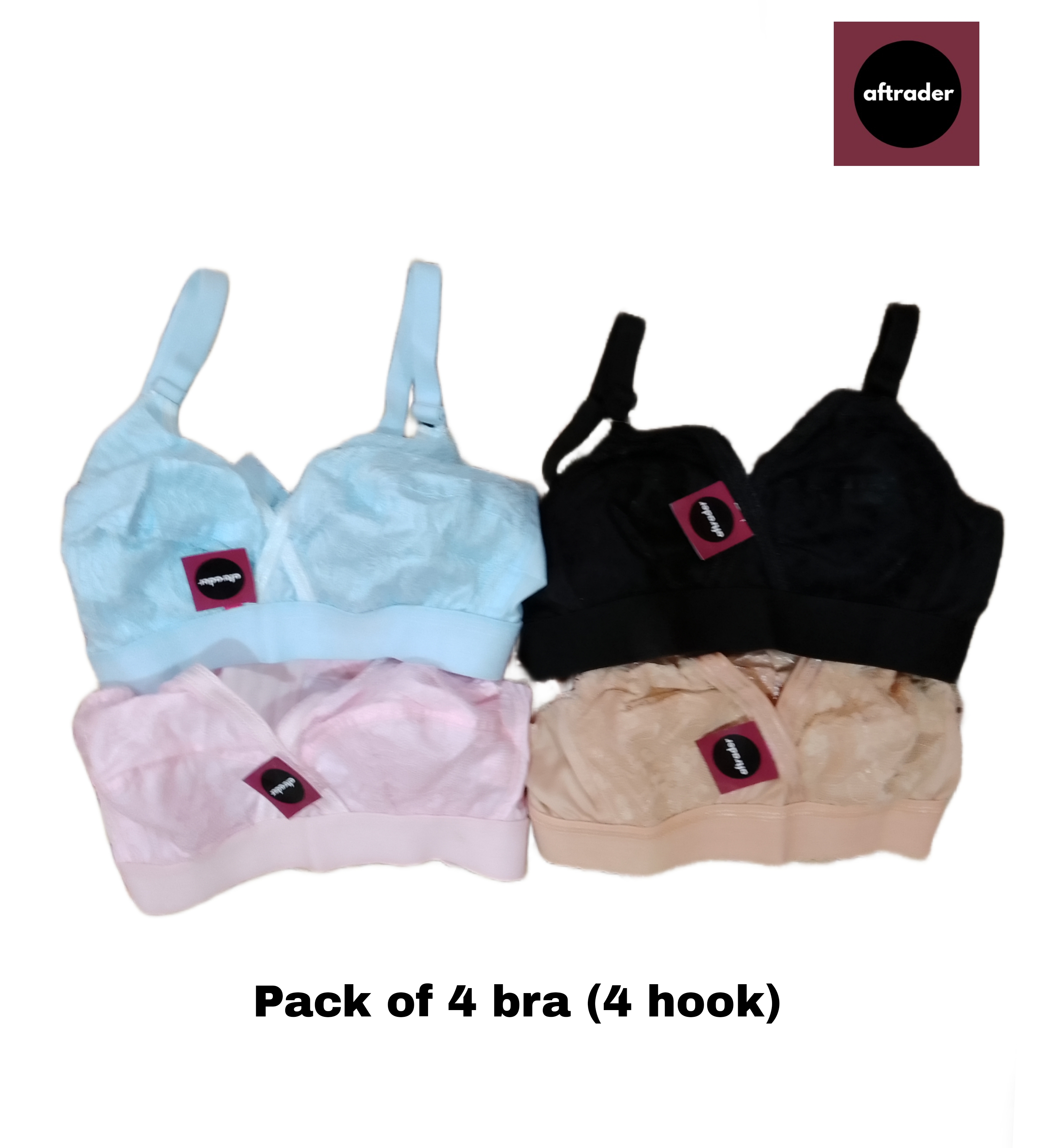 Pack of 03 Soft Foam random colours Padded Bra for women girls ladies  brazier blouse skin black pink