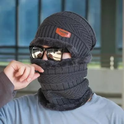 Twin Shop Beanie cap-Wool cap with neck warmer for men women| Winter cap for Unisex