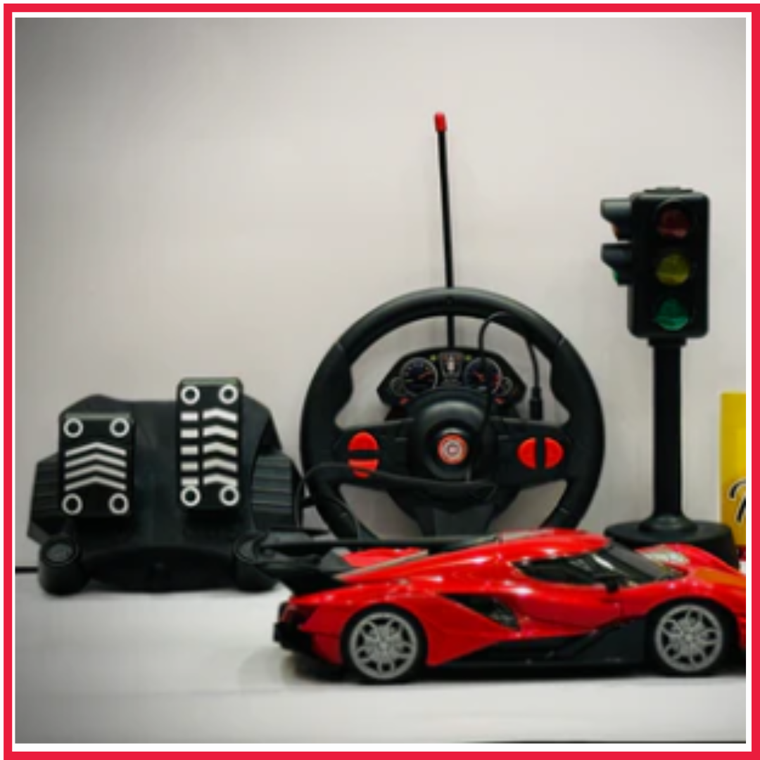 Racing Control SpeedX Car with Traffic Signal  Rechargeable Car Remote Control Car Full Gaming Car with Steering & Pedal Race Brake