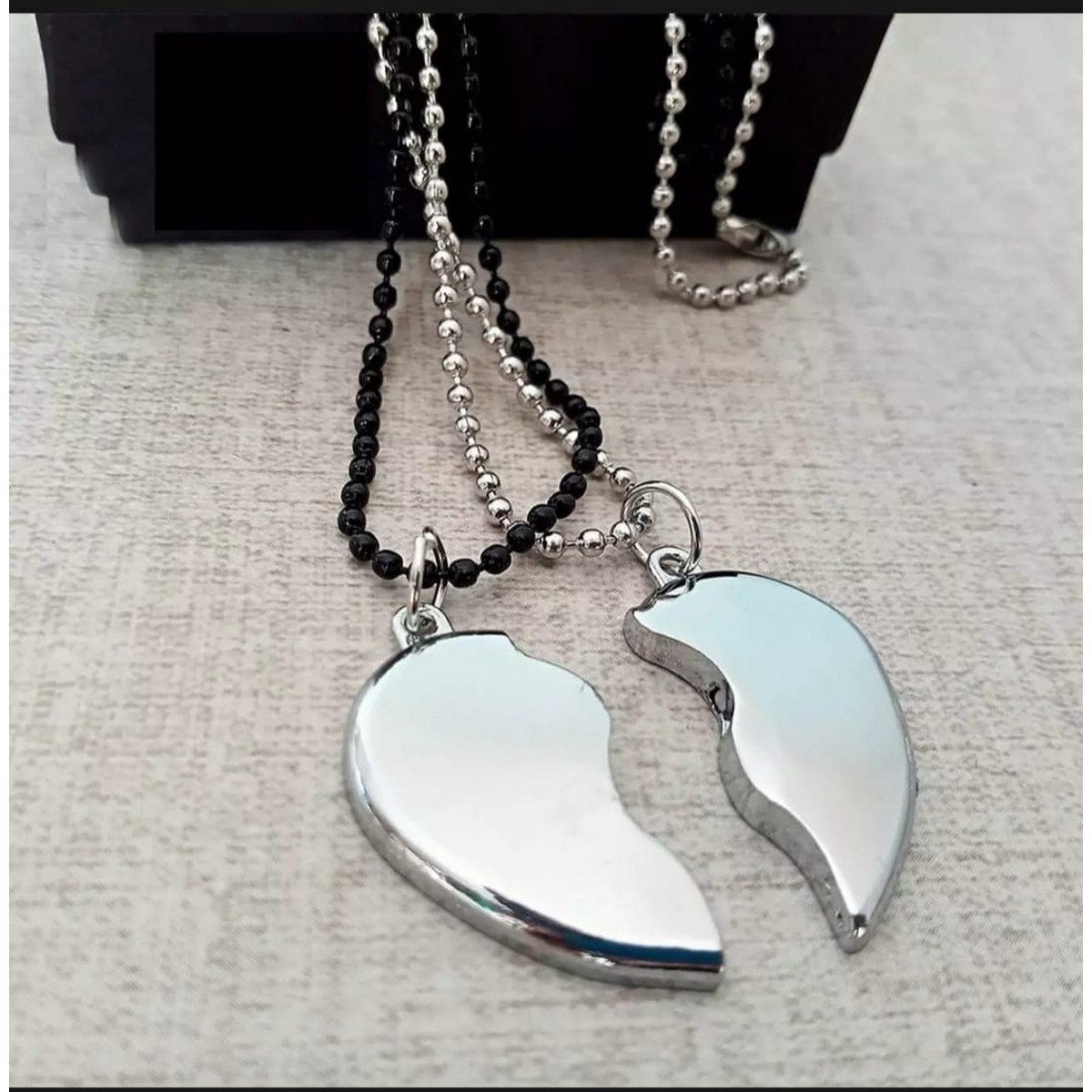 Heavy Silver Magnetic Broken Heart Necklace Locket - Heavy Metal Magnetic Heart Pendant Necklace Gift For Friends Couples