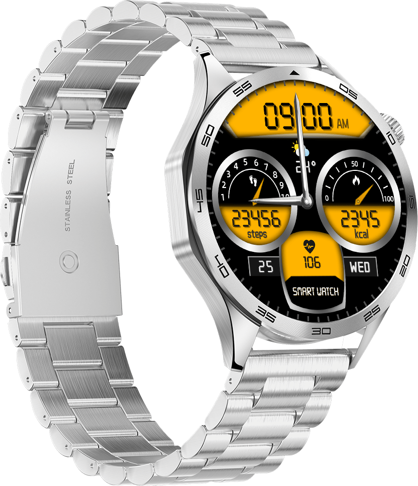 DANY Boss Pro Smartwatch | 1.43" AMOLED HD Display | Bluetooth Calling Smart Watch | Heart Rate, SpO2 & Blood Pressure Monitor | IP68 Water Resistant | Stainless Steel Metal Strap | Fitness & Sports Tracker | Smart Notifications