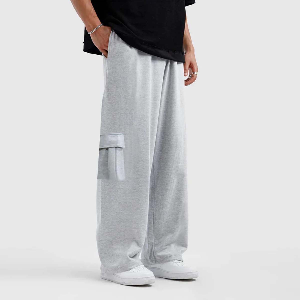 Premium Grey Baggy Cargo Trouser - Soliches