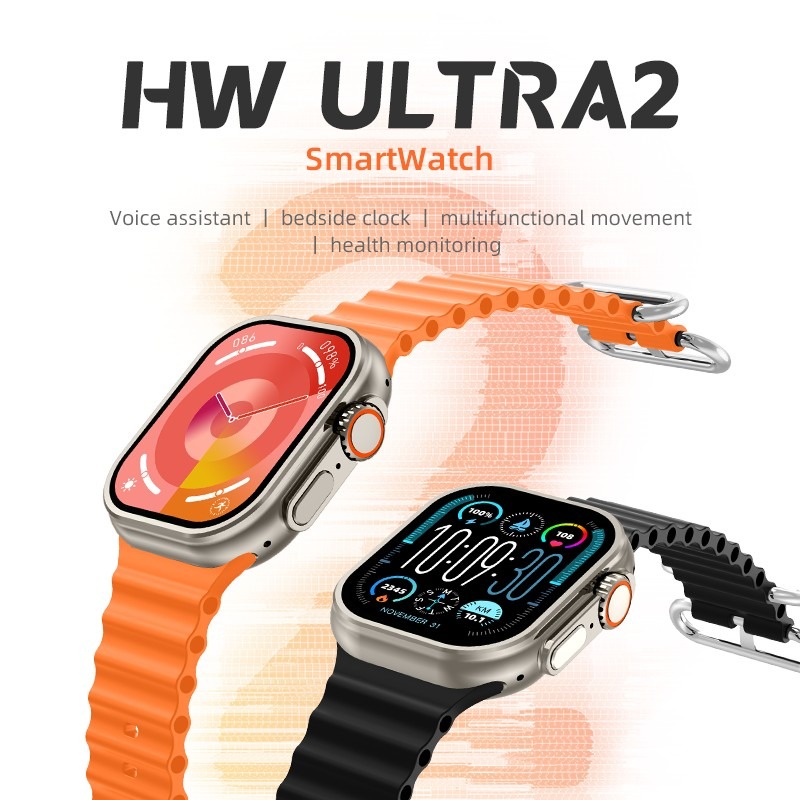 JINSHANGZI 2024 Nieuwe HW ULTRA 2 CALL AMOLED 4G Smartwatch met Dual Camera NFC Waterdichte Gezondheidsmonitor Android voor Mannen Vrouw Smart Horloge (Oranje Zwarte Band