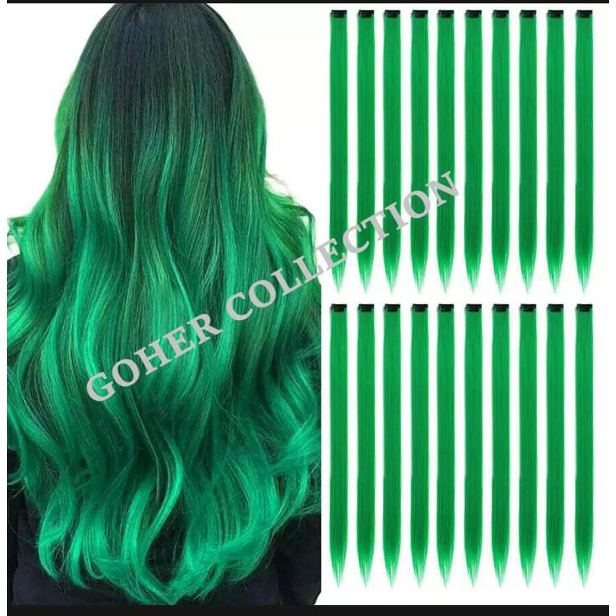 6 pieces green single clip hair extension for girls Daraz.pk