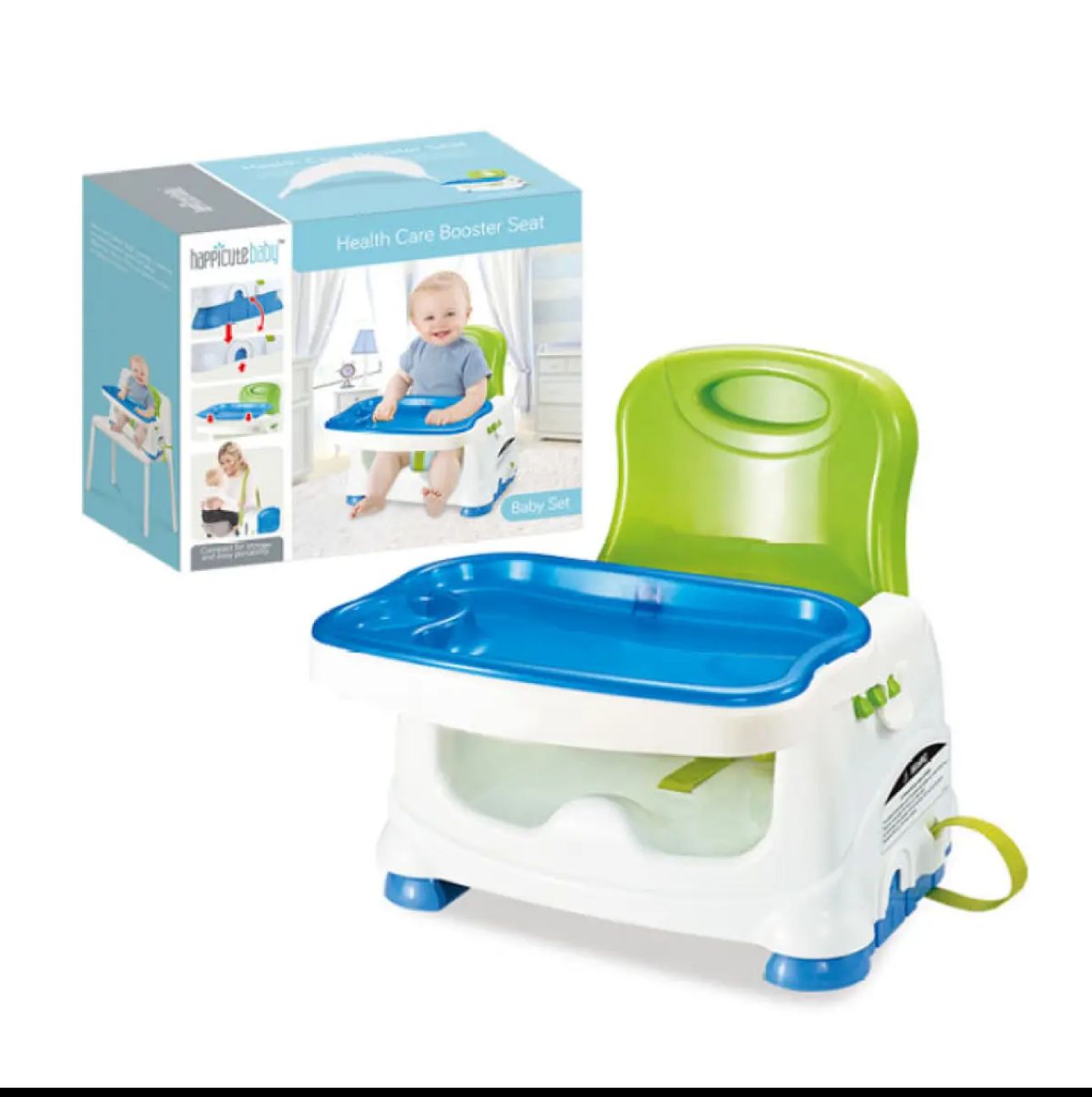 Baby Booster Seat. With 3 step adjustable height and convertable high chair