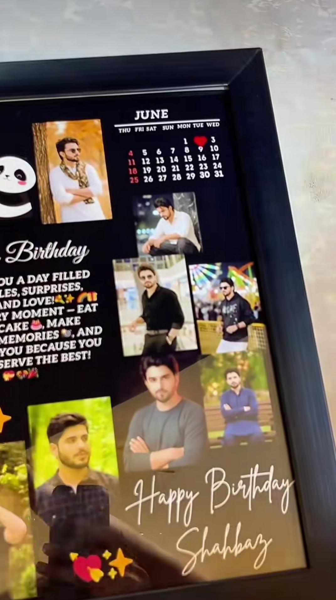 🎁 Personalized Birthday Photo Frame | Custom Photo Collage with Name & Calendar Gift