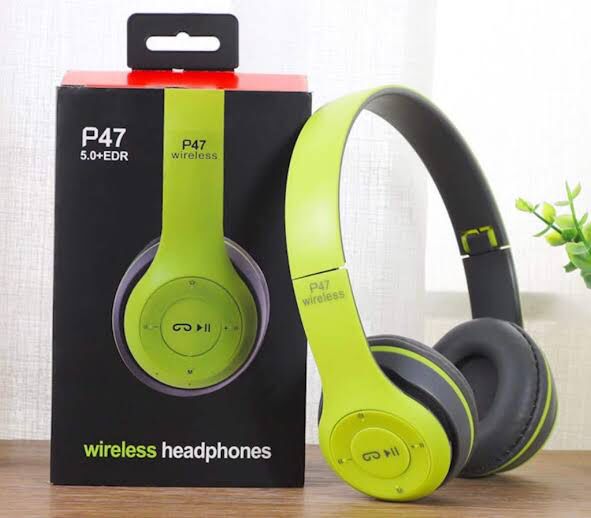 P47 Wireless Bluetooth Headphones | Foldable Over-Ear Headset | Stereo Sound | Built-in Mic | Compatible with All Bluetooth Devices.