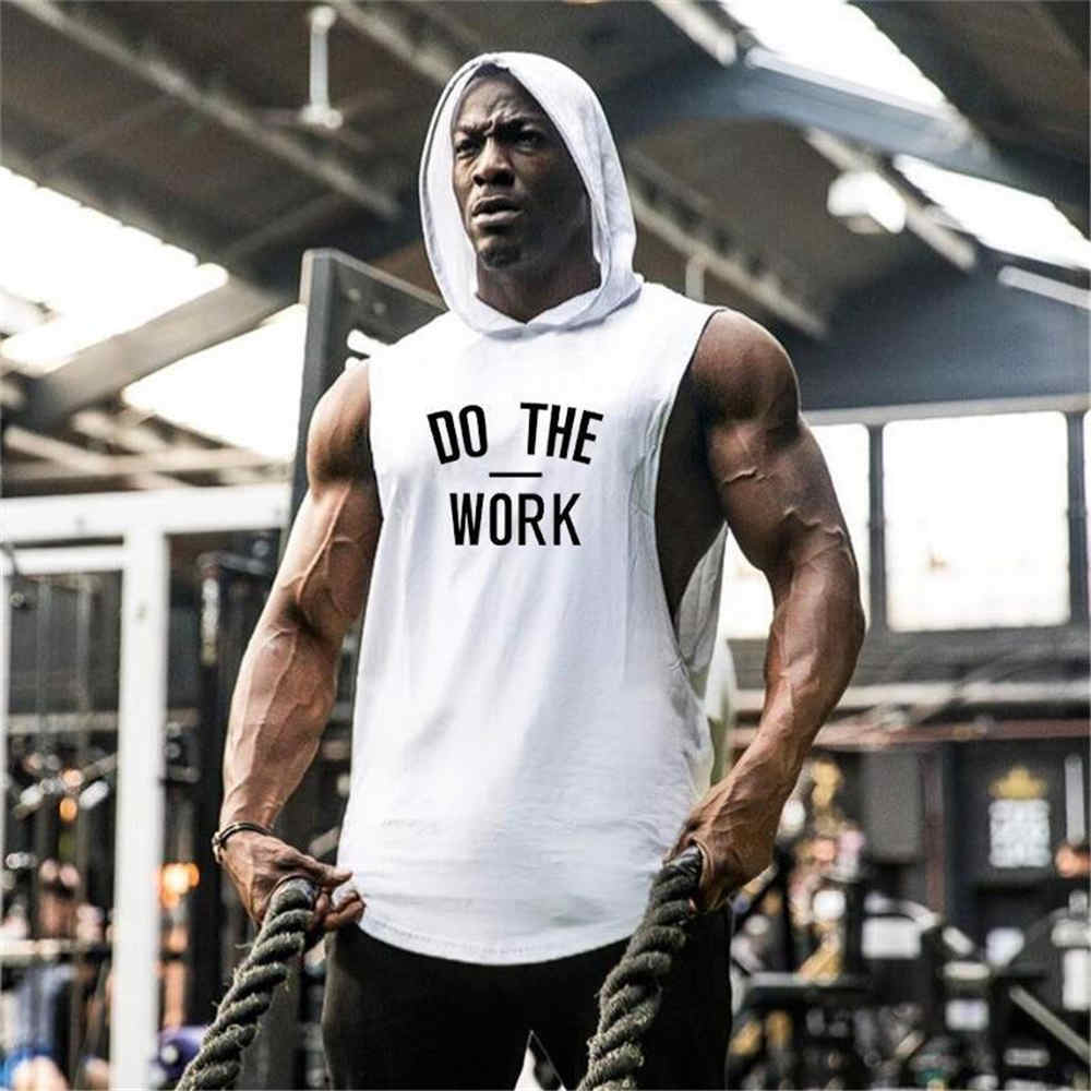 Brand Gym Hoodies Tank Top Men Fitness 