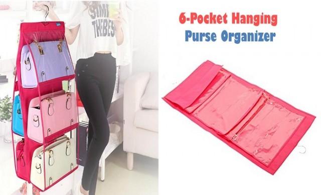 Pockets Hanging Handbag Closet Organizer,Purse Storage,Space
