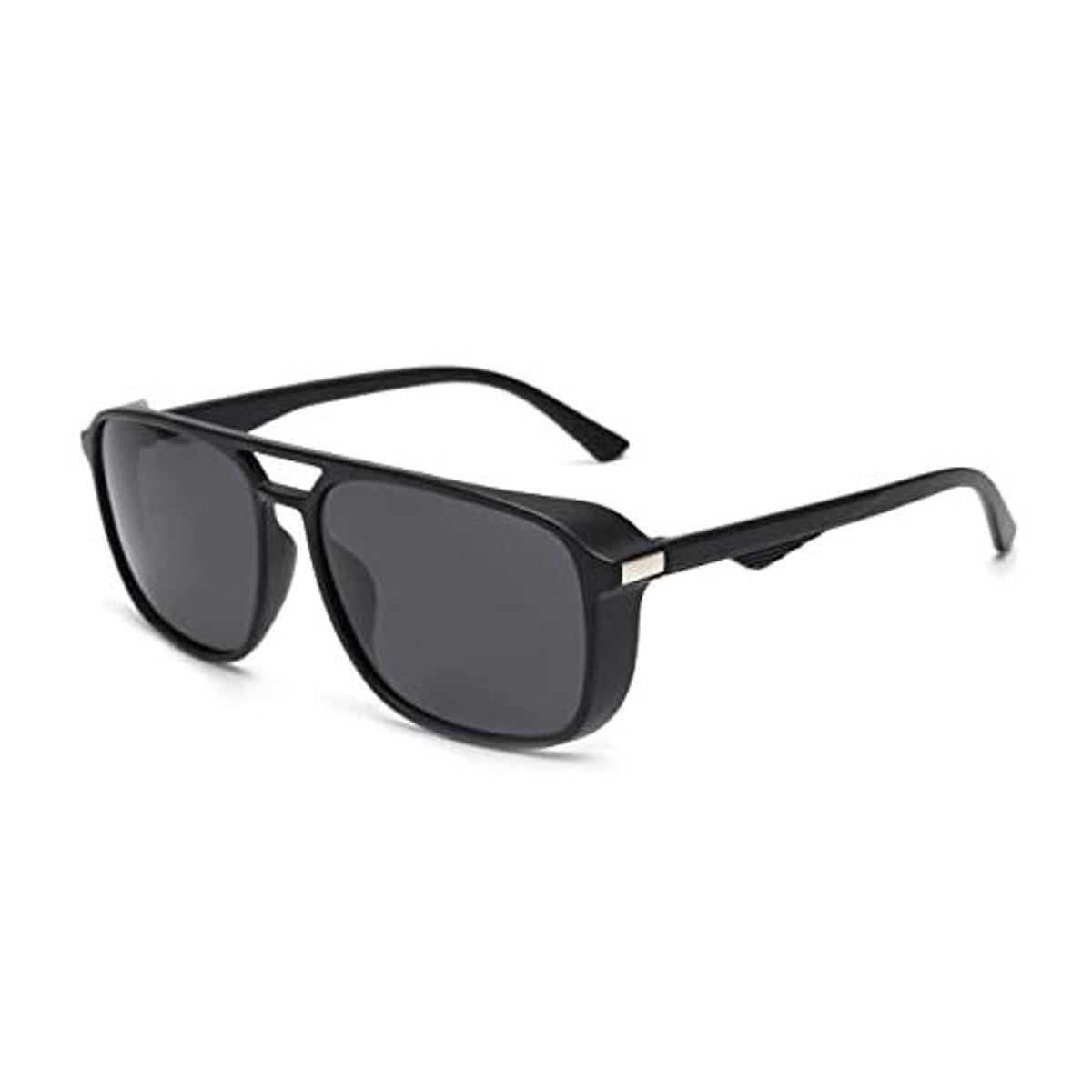 Sunglasses For Men Square Black Frame Black Lens With Box & Clean Cloth