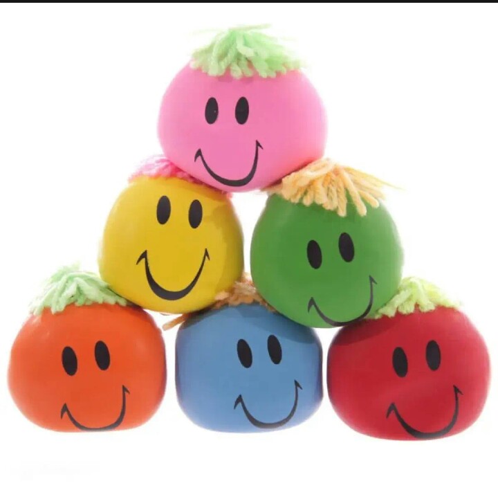 2 Pieces Smiley Face Stress Ball Squishy coloured balls with smiley Random Color