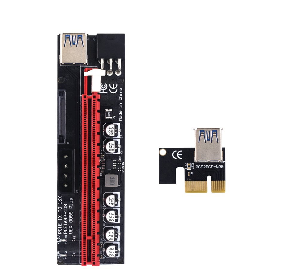 009s Plus Riser Card PCI-E 1x 16x PCIE Graphic Card With 3 power options 6Pin + 4Pin + SATA Power
