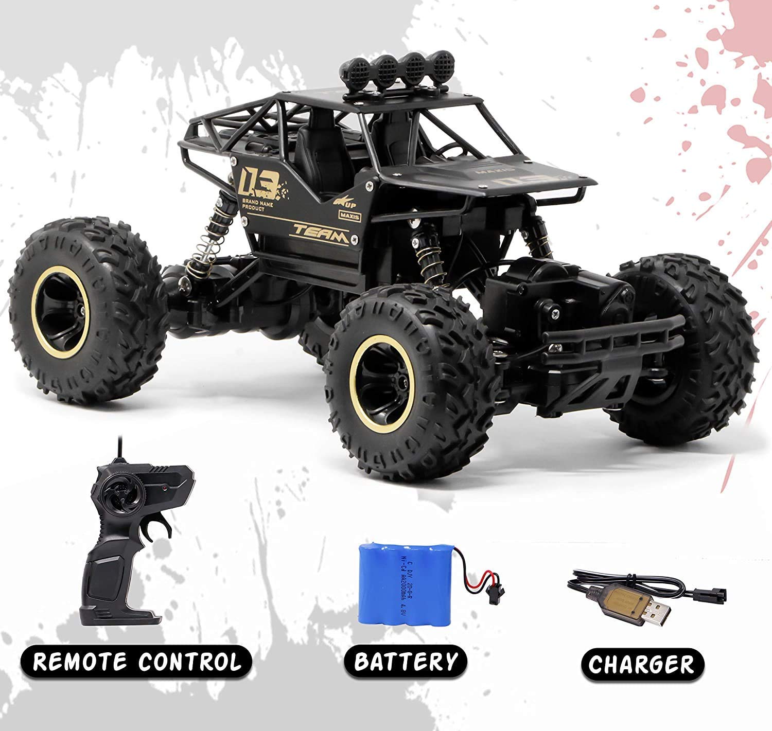 Rock Crawler Electric RC Vehicles Alloyed Remote Control Toy Car for Kids & Boys Monster RC Truck with Rechargeable Rc Car 4x4 High Speed