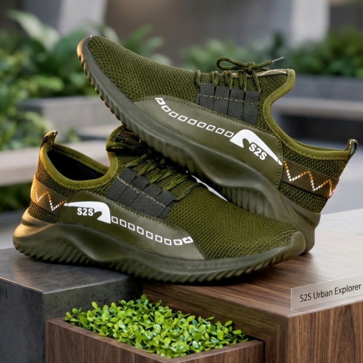 New Green Men's Athletic Sneakers Lightweight Mesh Running Shoes Casual Outdoor Sports Footwear