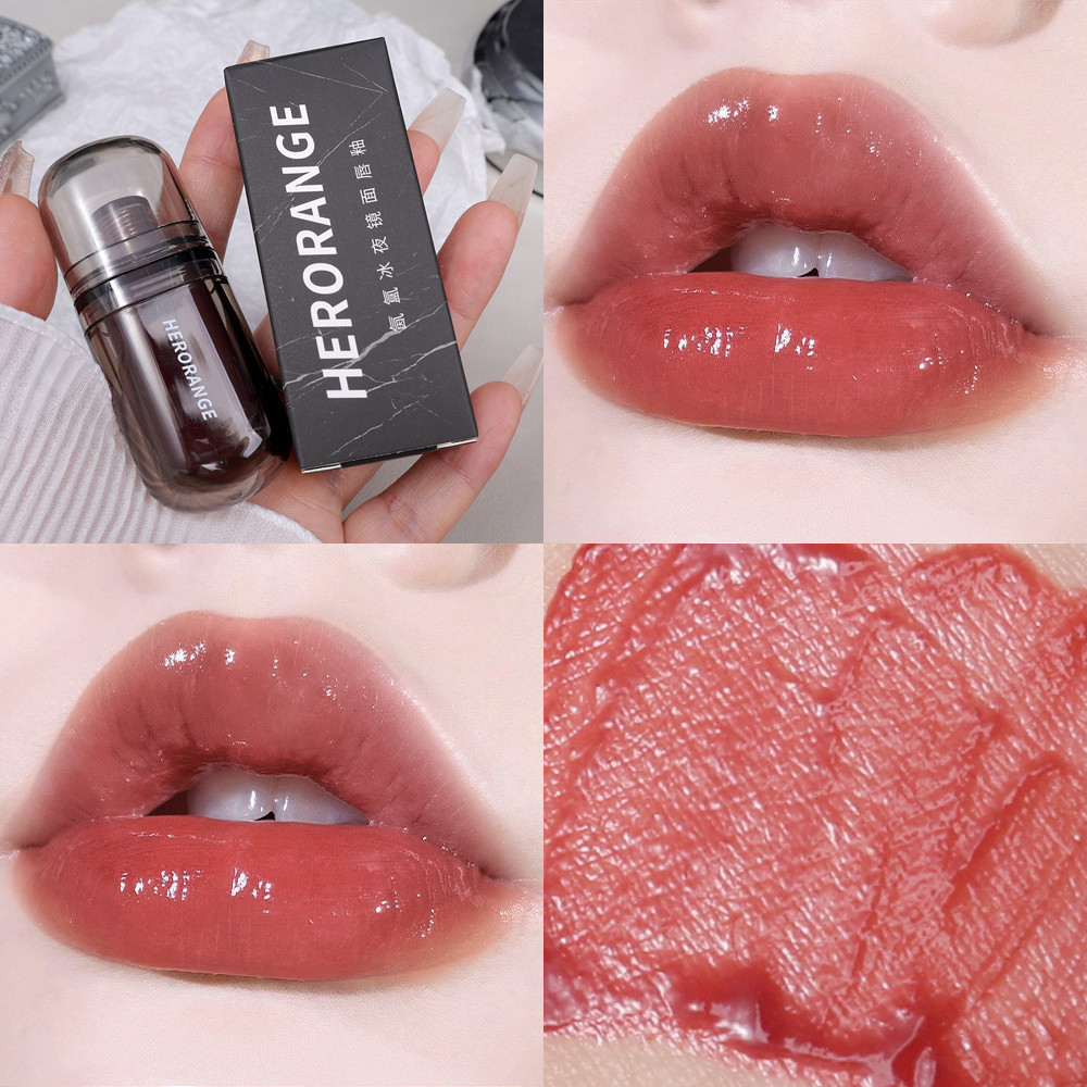 Cherry Mirror Water Light Lip Gloss Crystal Jelly Long Lasting Moisturising Lipstick Translucent