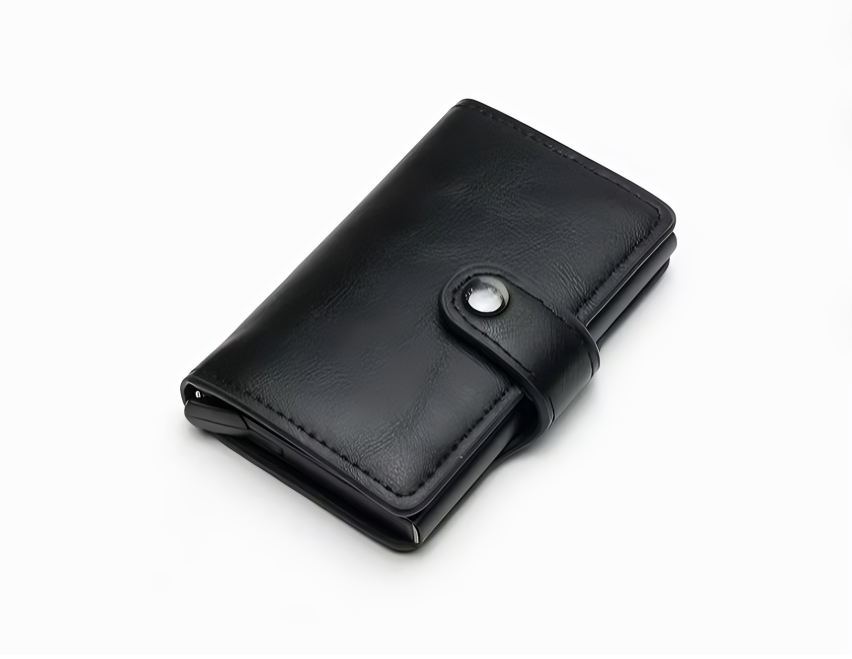CHINONE RFID Blocking Security Wallet For Men, Blocks RFID from your Credit' Cards and ID's, Slim, Small, Minimalist Wallet, Pop Up Card Holder with Button Black Color