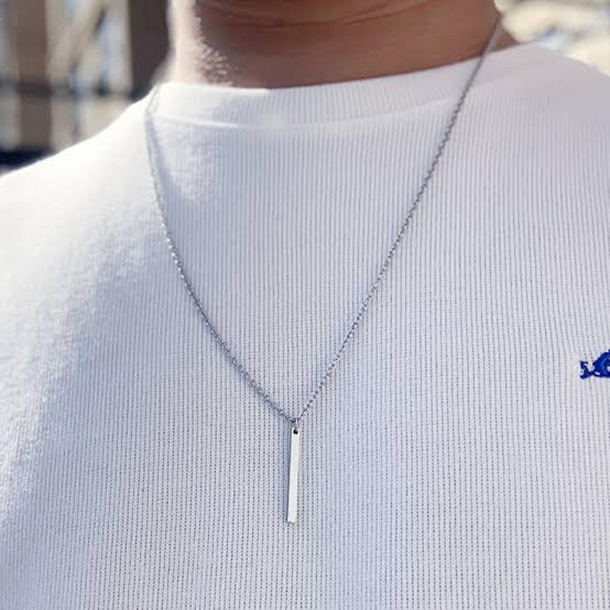 Return to Cart Presenting Silver Pure Stainless Steel Vertical Bar Necklace/Locket/Chain for Men/Boys