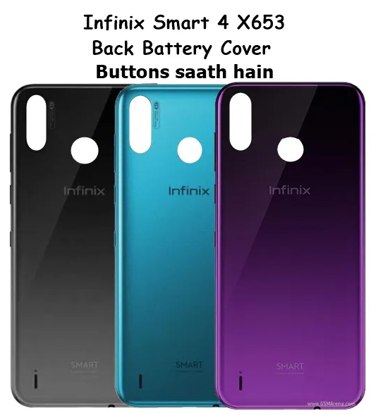 Infinix Smart 4 X653 Back Battery Cover Rear Door Housing Case, Back Panel for Infinix Smart 4 X653 ( Buttons saath hain)