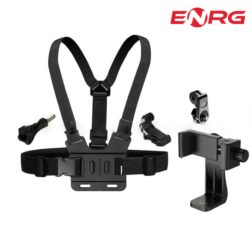 ENRG Chest Camera First-Person-View Mobile Phone Holder With Back Chest Strap 360 Rotate Climbing Cycling Phone Stand Bike Motorcycle GPS Live