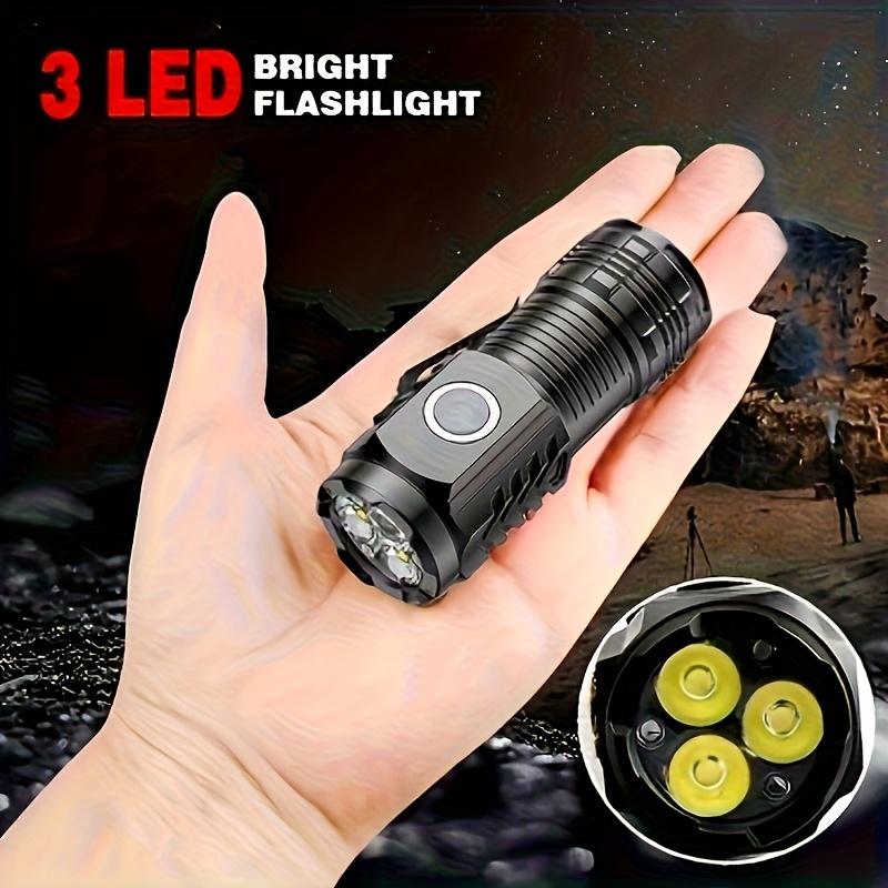 Portable Cheerful Shark Three-Eyed Creature Mini LED Flashlight Ultra Bright High Power Torch USB Rechargeable Compact Pocket Light with Belt Clip Multi Purpose Everyday Carry EDC Torch for Home Outdoor Camping Hiking Fishing Night Walking Emergency