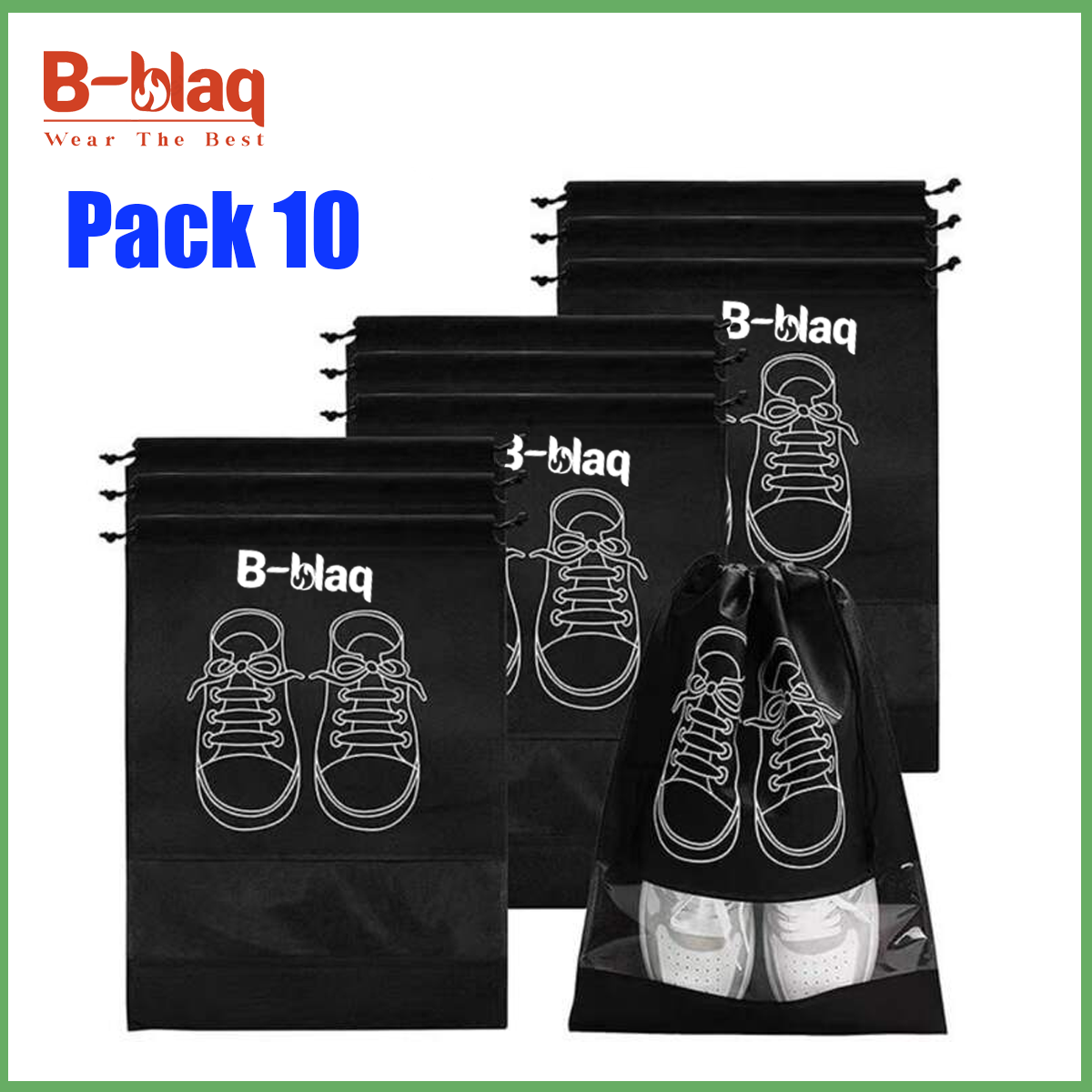 Travel Shoe Bags with Rope for Men and Women Large Shoes Pouch Storage Packing Organizers, Black