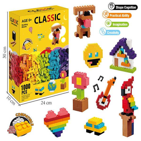 1100 Pieces Building Bricks Lego_Building Blocks for Kids Construction - Compatible with All Major Brands Kids Play Teaching Aid Birthday Gift
