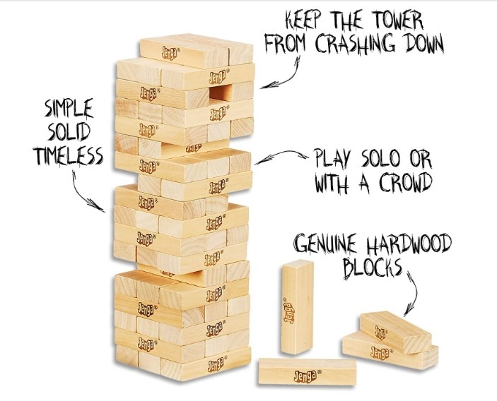 Hasbro Style Jenga Tower Wooden Blocks Game | 48 & 21 Pieces Stacking Balance Game for Kids & Family