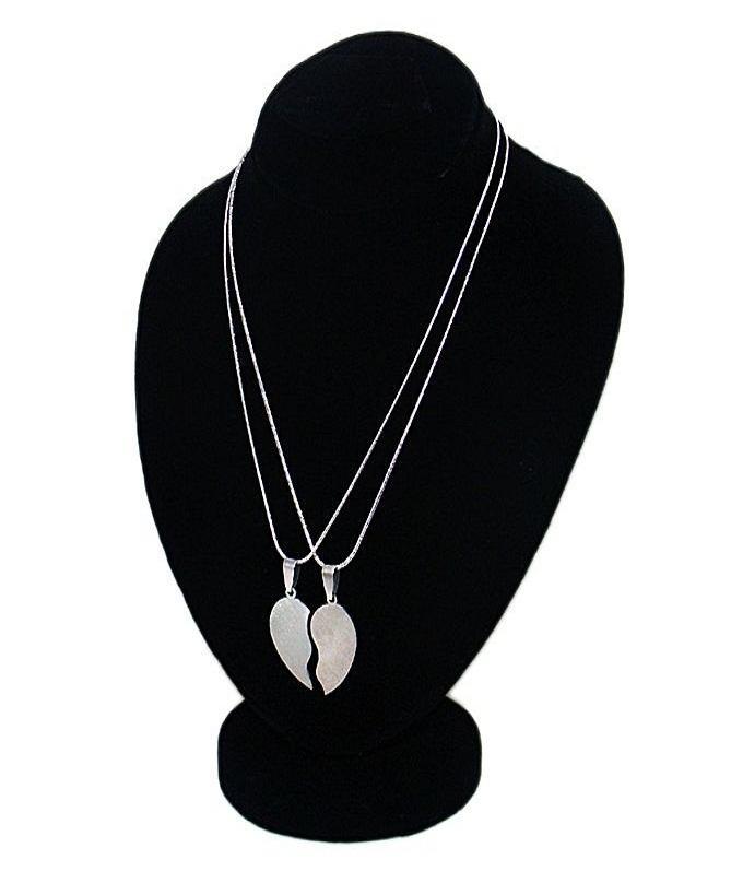 Simple Broken Heart Double Chain Pendant Necklace For Couple