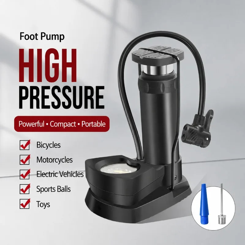 Heavy-Duty Foot Bike Pump for Bicycle Ball Scooter Car Inflatable Toys Mini Pump-High Pressure Foot Air Pump