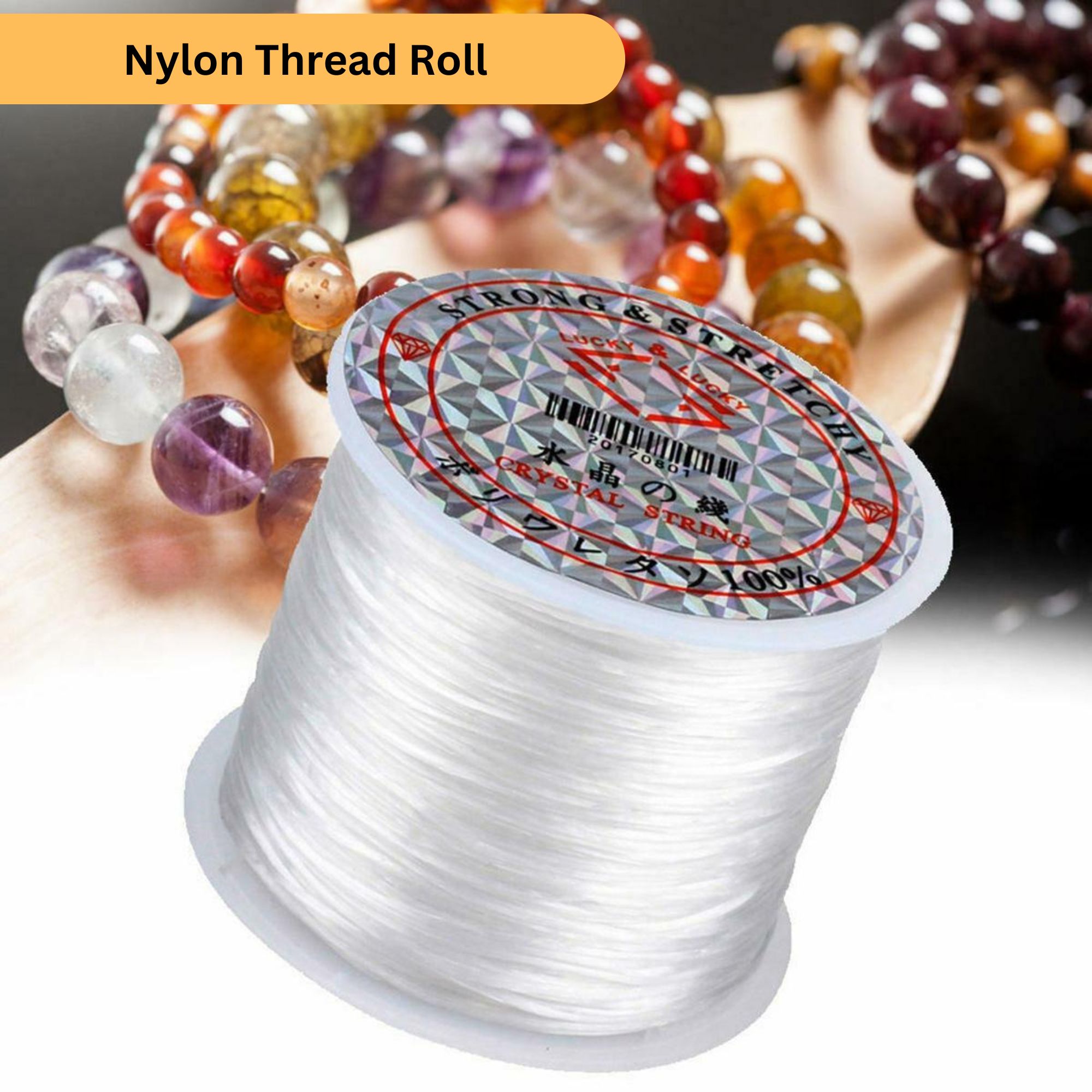 Stretchable Thread For Jewlery Making Nylon Thread For Bracelet Making Elastic String For Beading Jewelry Cord, Elastic Bracelet Rope Crystal Beading Cords, for Jewelry Making Beading Thread Elastic String Cord High-Quality Crystal Bead String -