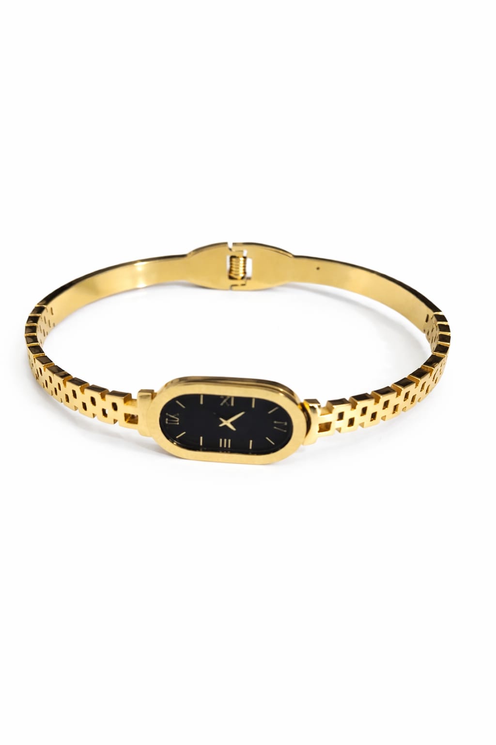 Elegant Gold Watch Bracelet for Women – Minimal Oval Dial, Adjustable Fit