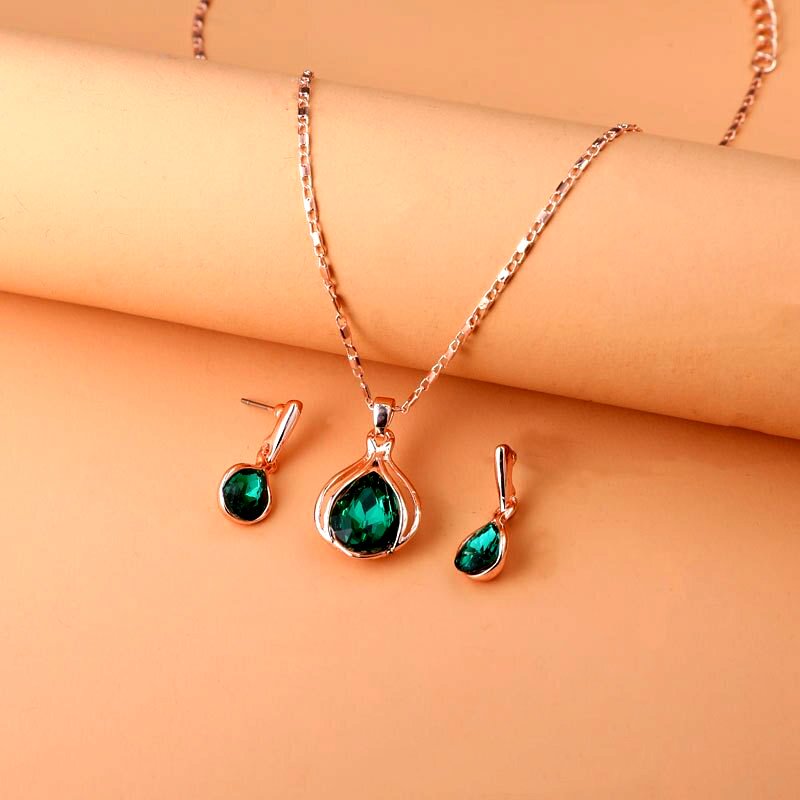 3PCS Vintage Turquoise Jewelry Set | Blue Crystal Pendant Necklace & Earrings for Men Women | Antique Silver Lantern Chain | Gift Jewelry | Daraz Pakistan