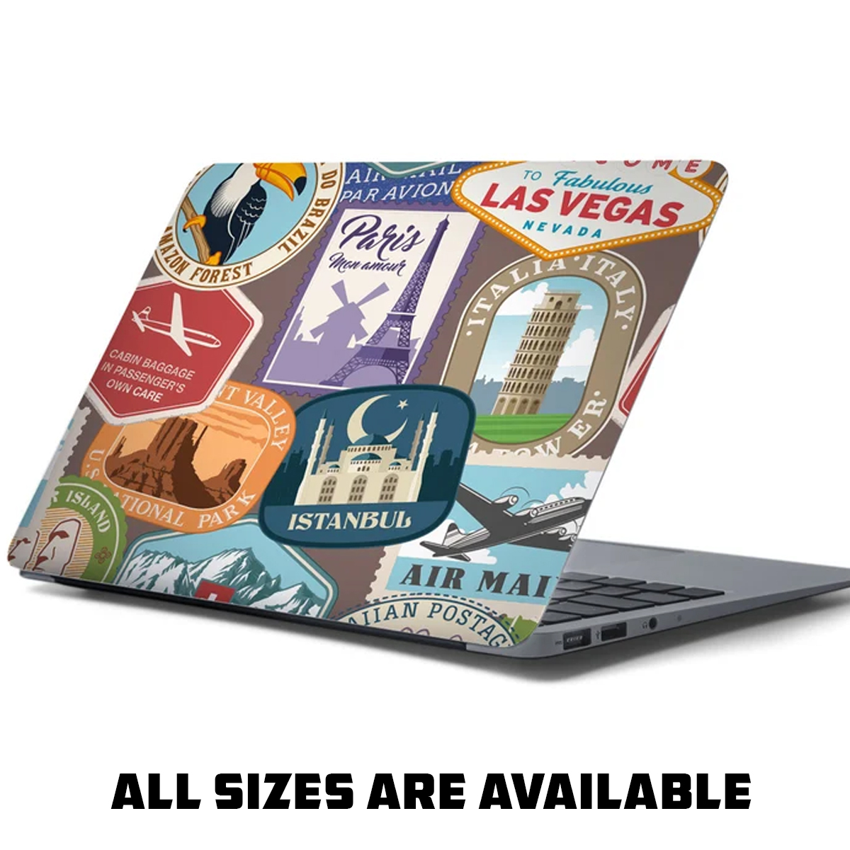 Modern International Luggage Stickers Laptop Skin Vinyl Sticker Decal, 12 13 13.3 14 15 15.4 15.6 inch Laptop Skin Sticker Cover Art Decal Protector Fits All Laptops