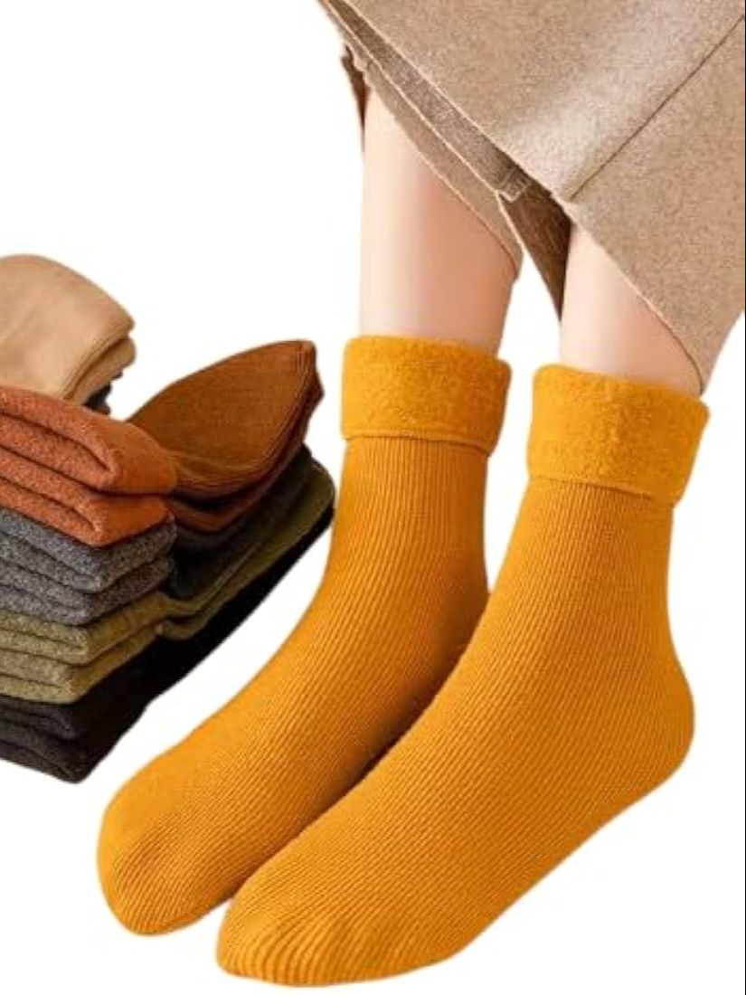 Velvet Thermal Socks for Women and Men – Warm Woolen Winter Snow Socks ( 1/2/4/6/8Pair )