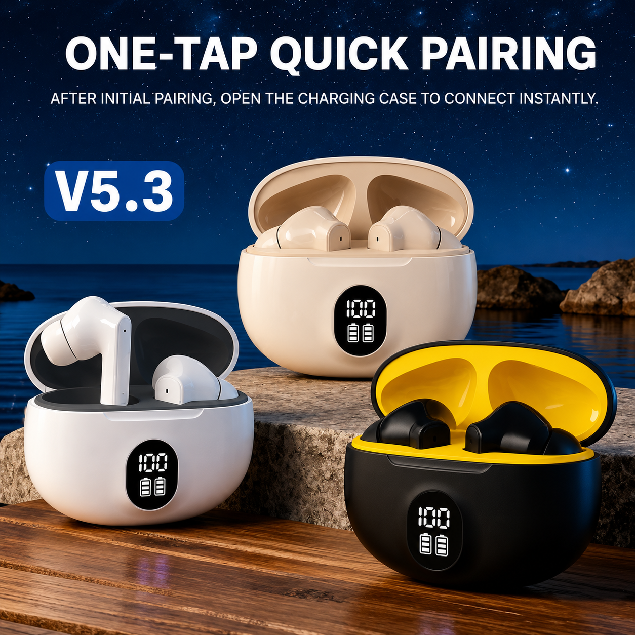 Wireless Earbuds m10 Bluetooth 5.0, Superior Sound Bass, Dual Earphones with Charging Case, Hands-Free Calling, and Extra Earbuds (Compatible with All Bluetooth Devices,