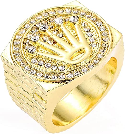Bling Iced Out Rings for Men Hip Hop Silver Gold Big Boss Ring | Daraz.pk