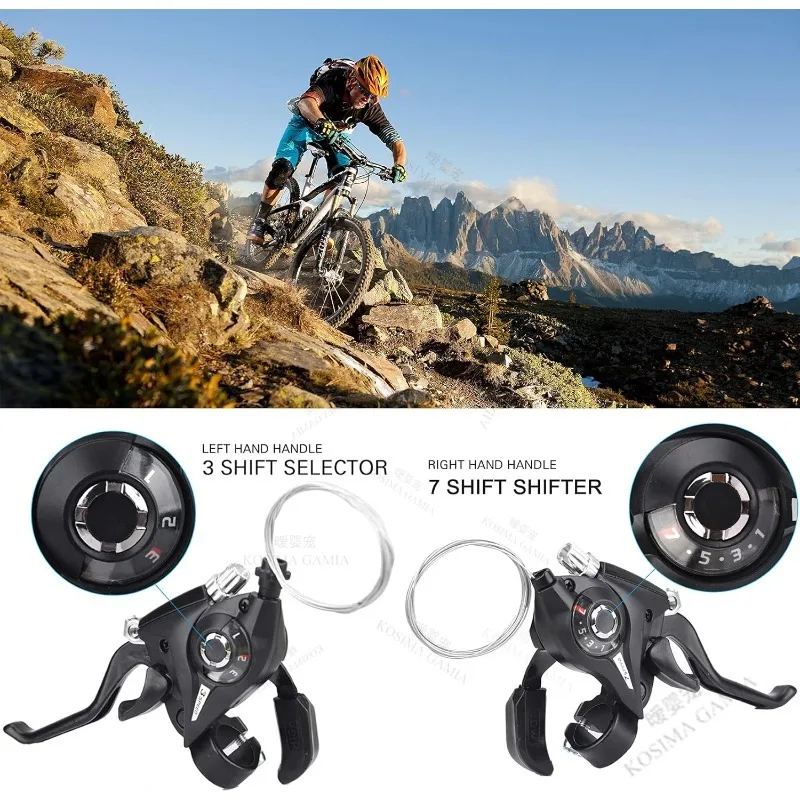 Mountain Bike Gear Shift 3x7 Gear Shift Bicycle 7 Gear Shift Brake Lever Bicycle Left Right Gear Shift 21 Speed Gear Shift Set for Mountain Bikes City Bikes Road Bikes Folding Bikes Accessories