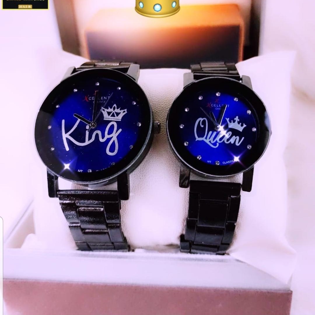King & Queen Couple Watch Pair – Beautiful Set of 2 with Gift Box
