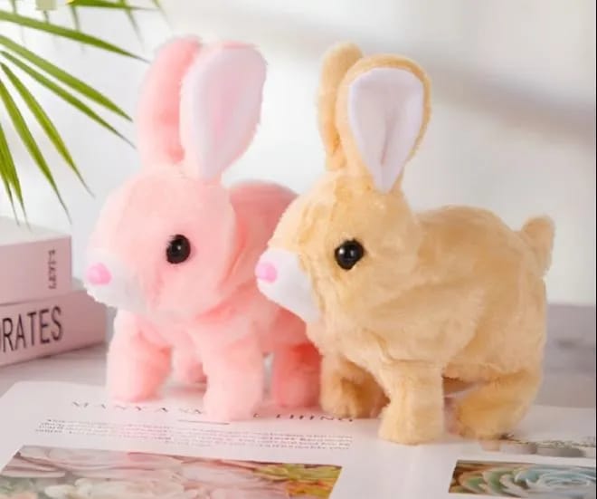 New Electric Plush Bunny Toy – Battery-Operated Walking Rabbit with Music and Moving Ears – Realistic and Interactive – Walks, Jumps, Twitches, and Wiggles Its Ears – Requires 2 AAA Batteries – Perfect Toy for Kids.