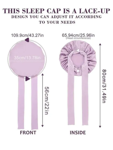 Double Layer Silk Hair Tie Bonnet – No Slip | Sleep Cap for Frizz-Free Hair | Soft & Comfortable