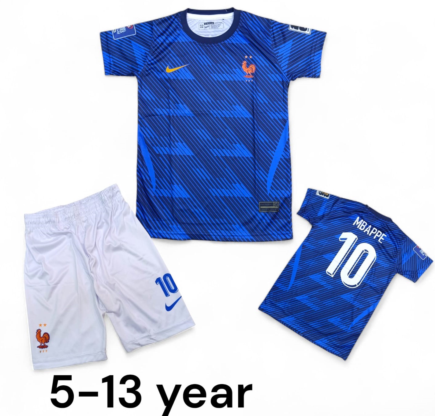 Kylian Mbappé  France Football Kit for Kids (5–13 Years)