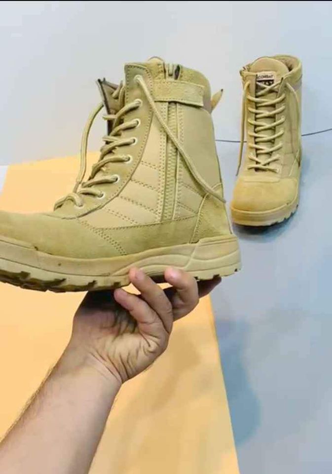 Mens Military Tactical Work Boots with Side Zipper and Ankle-High Protection
