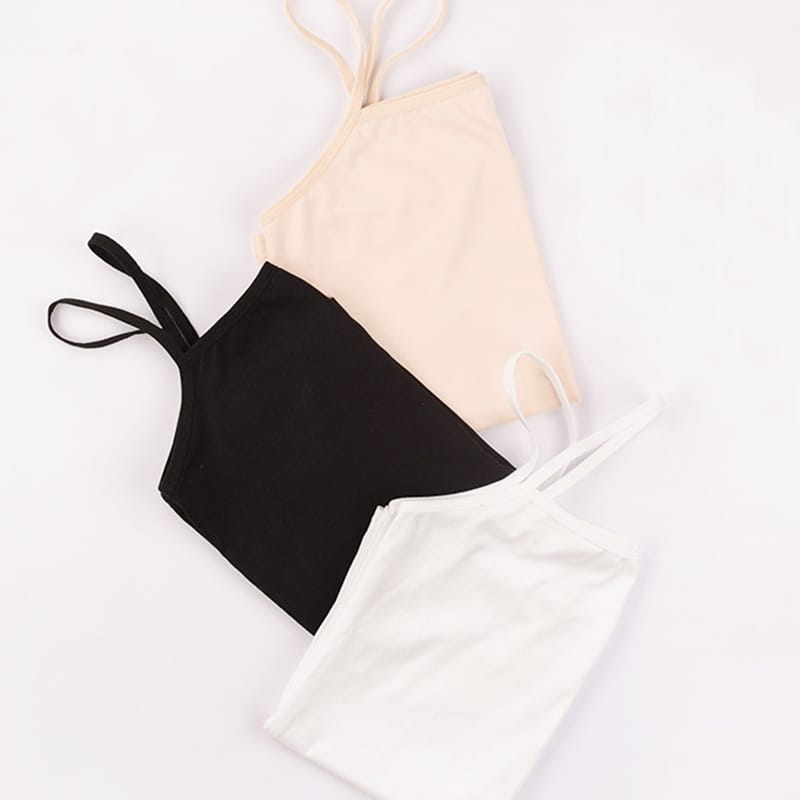 Pack of 3 Women Simple Camisoles Summer Girl Strap Cotton Sleeveless Thin Camisole Vest Solid Top Simple Base Vest Multicolor Tops Female Undies