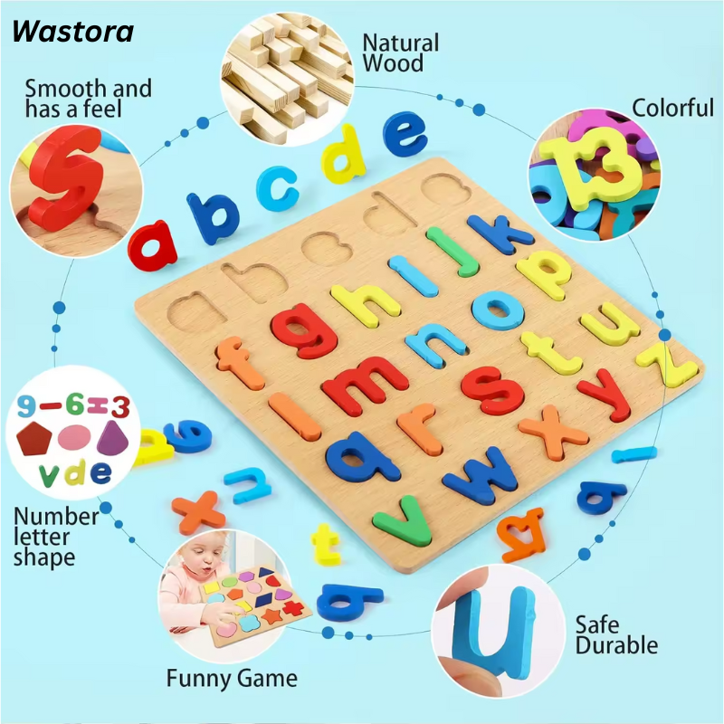 Wooden Alphabet Puzzle,   ABC 123 Wooden Board,   Kids Matching Game Puzzle,   Wooden Learning Toys,   Capital and Small Letters Puzzle  , Numbers and Shapes Puzzle  Geometric Shapes Puzzle for Kids,   Wooden Educational Board
