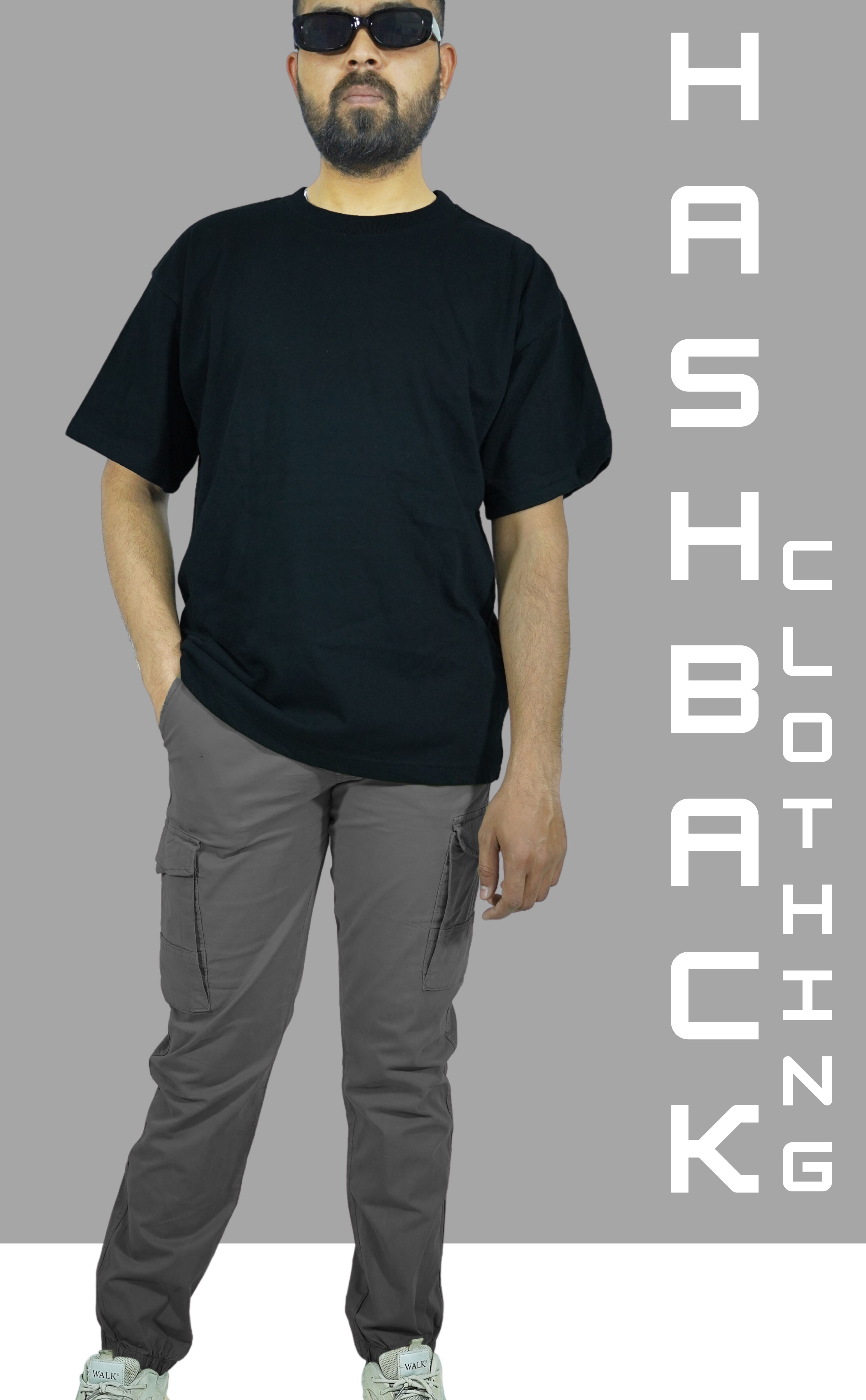 HashBack Men's Cargo Jogger Trousers Multicolor Cotton Summer 6-Pocket Elasticated Bottom Stylish Fit