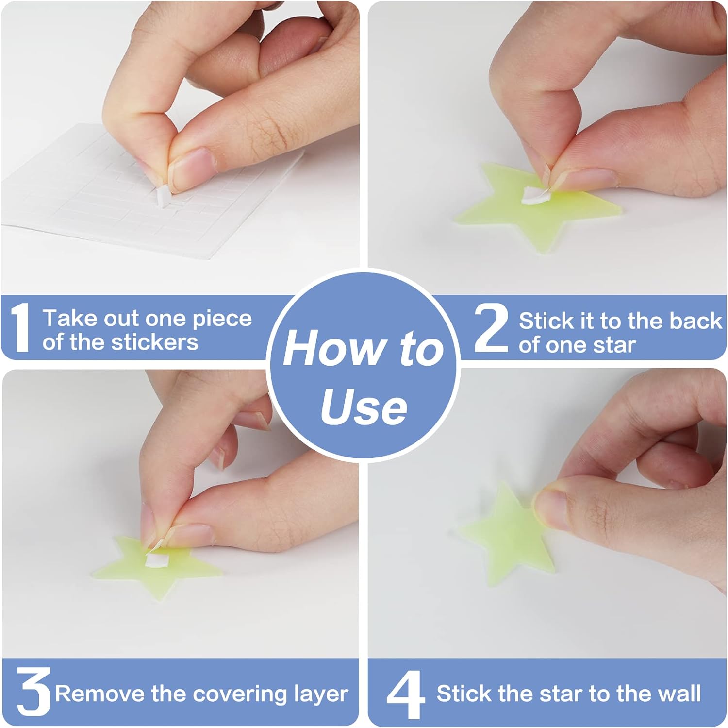 [High Quality] 100pcsGlowing star 3D stars stickers room decoration glow shine in the dark Luminous on Wall Glowing star Stickers for Kids Room living room decoration