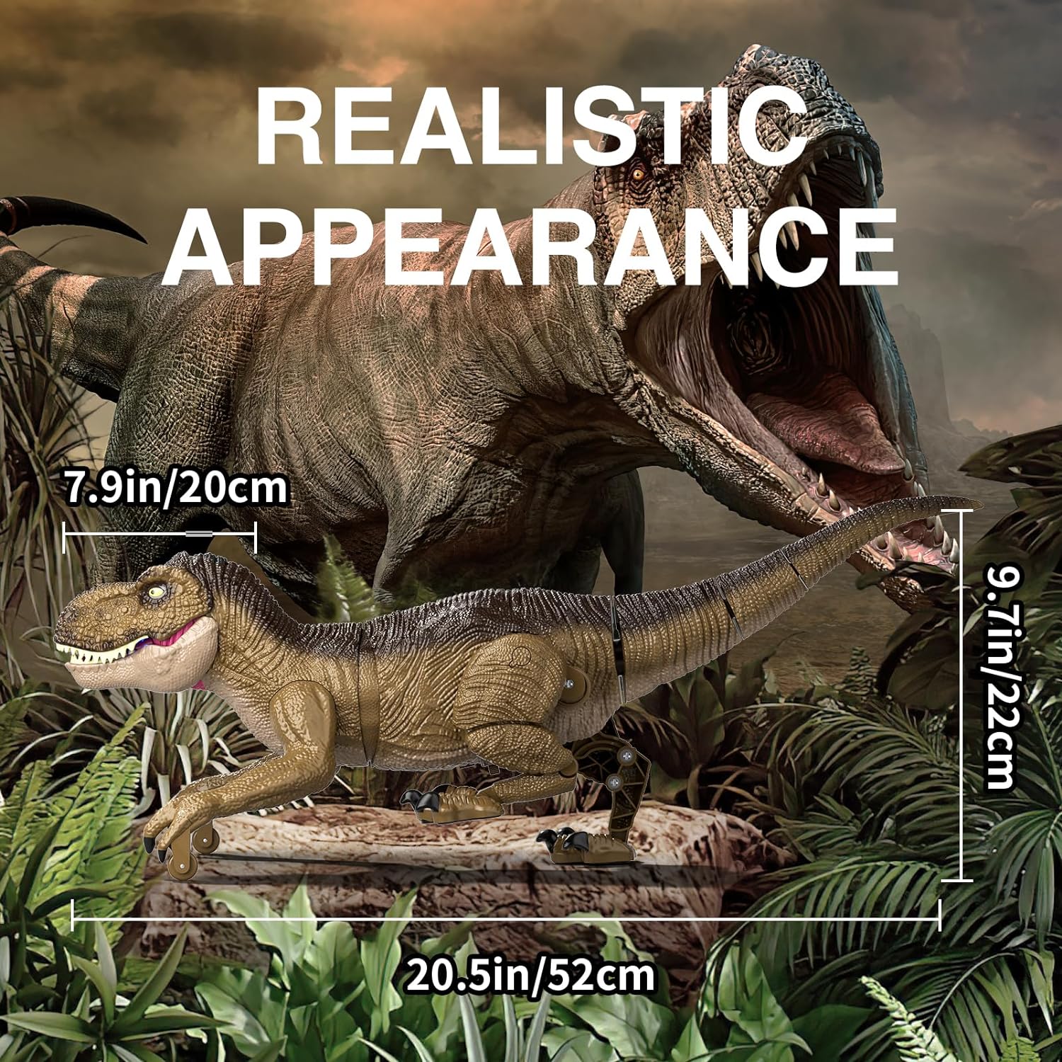 Remote Control Dinosaur Robot Toys RC Realistic Walking Tyrannosaurus Rex Dinosaur Toys for Kids Rechargeable Jurassic Park Walking T-rex Toys with Mist Spray, Touch Sensing, Light & Roar, Shaking Head, Tail Wagging, RC Robot Dinosaur Gift for Boys Girls