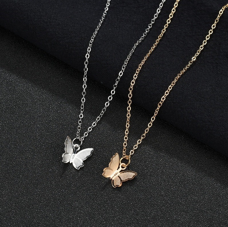 Golden / Silver Never Fade Butterfly Necklace Pendant Cute Necklaces Long Chain Jewellery For Girls | Korean Jewellery Butterfly Necklace | New Design | Trending Design | Never Fade | Beautiful Necklace For Girls / Women