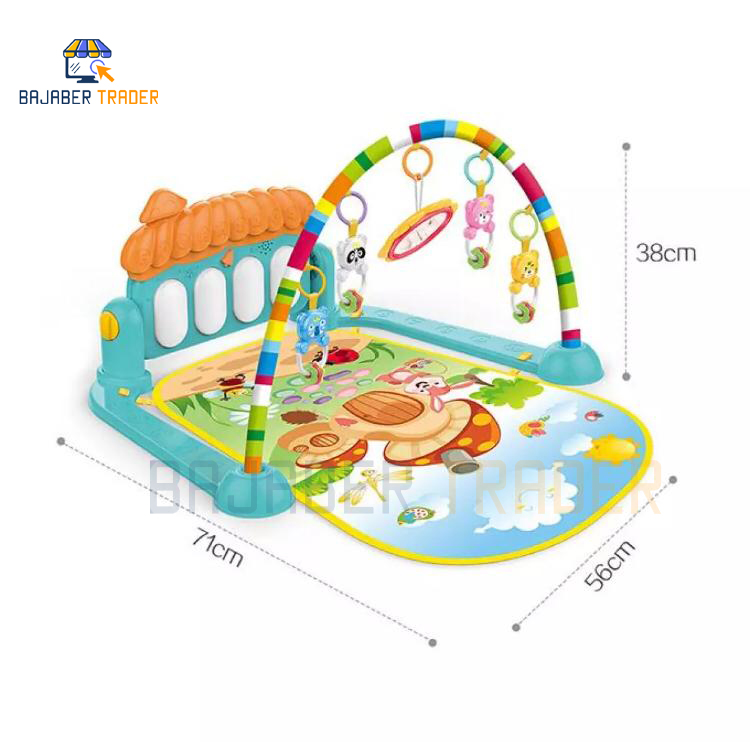 Huanger - 3 In 1 Newborn Baby Toddler Play Gym Piano Fitness Rack Mat