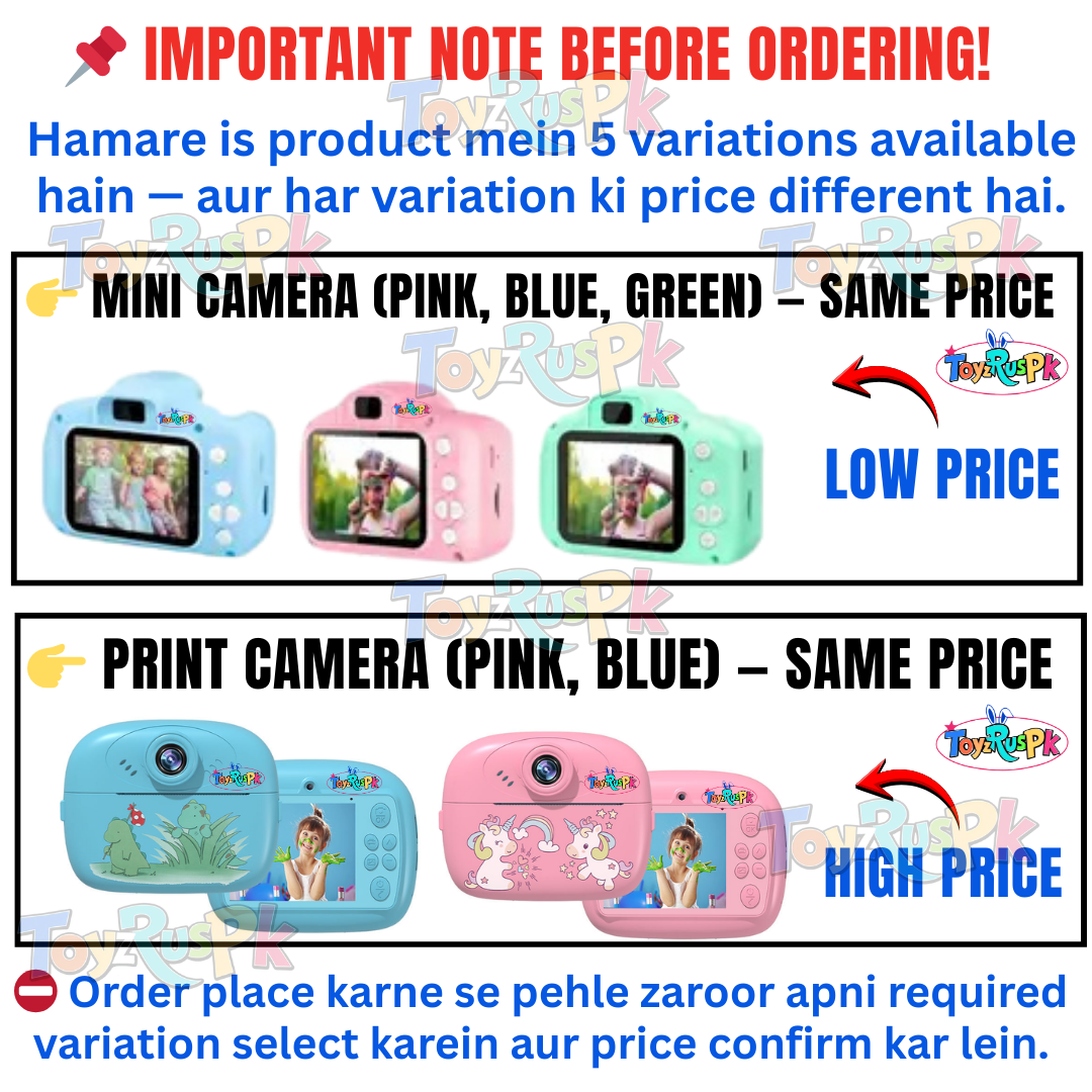 Smart Digital Dual Lens Instant Print Camera for Kids | 1080P Video Recorder & Selfie Camera with Thermal Printer | 2.4" IPS Screen | Mini Portable Camera with Games | Birthday Gift for Girls & Boys | Children’s Digital Camera Toy | ToyzRusPk